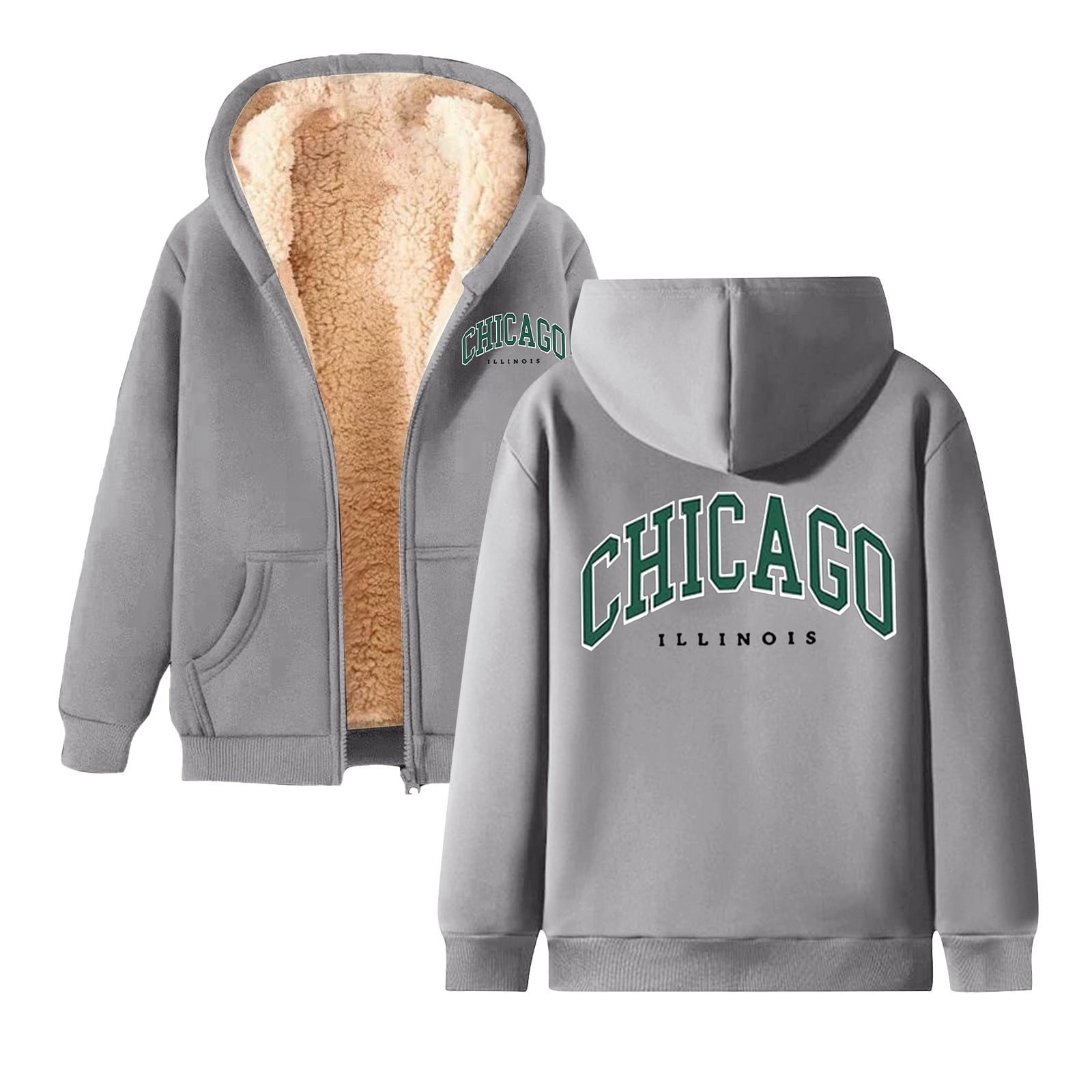 Men's And Women's Sports Winter Casual Same Style Autumn And Winter Fashion Same Style Casual Printed Sports Winter Coat With Zipper Hooded Sweatshirt With Pocket Long Sweatshirts Leggings Women's Zip