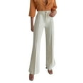 thumbnail image 1 of Pantalones holgados informales para mujer: pantalones rectos con abertura, cintura elástica, tallas S-L, 1 of 7