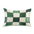 thumbnail image 7 of Yayeee Pillowcase King Size Set of 2 Satin Wrinkle Resistant Pillow Case, Green and White Plaid Pattern, 7 of 7