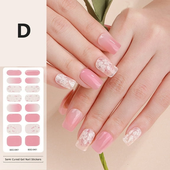 Semi-Cured Gel Nail Stickers for UV lamp Baking, Nail Polish Wrap Sticker with Nail File for DIY Nail Art