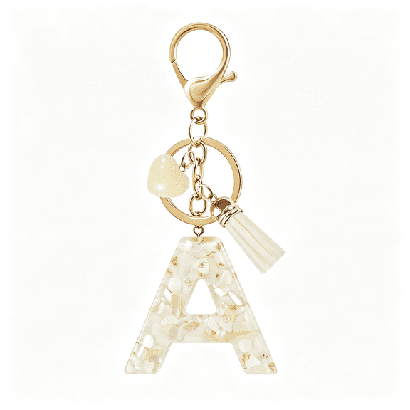 DESIGNICE Bag Charms Initial Keychains for Women, Personalized Keyrings, Name Keychain Elegant Versatile Off White Keychain
