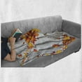 thumbnail image 6 of Autumn Soft Flannel Fleece Throw Blanket, Fall Maple Leafs Tree Diagonal Leaves Foliage Rustic Wooden Planks, Cozy Plush for Indoor and Outdoor Use, 70" x 90", Orange White, by Ambesonne, 6 of 6