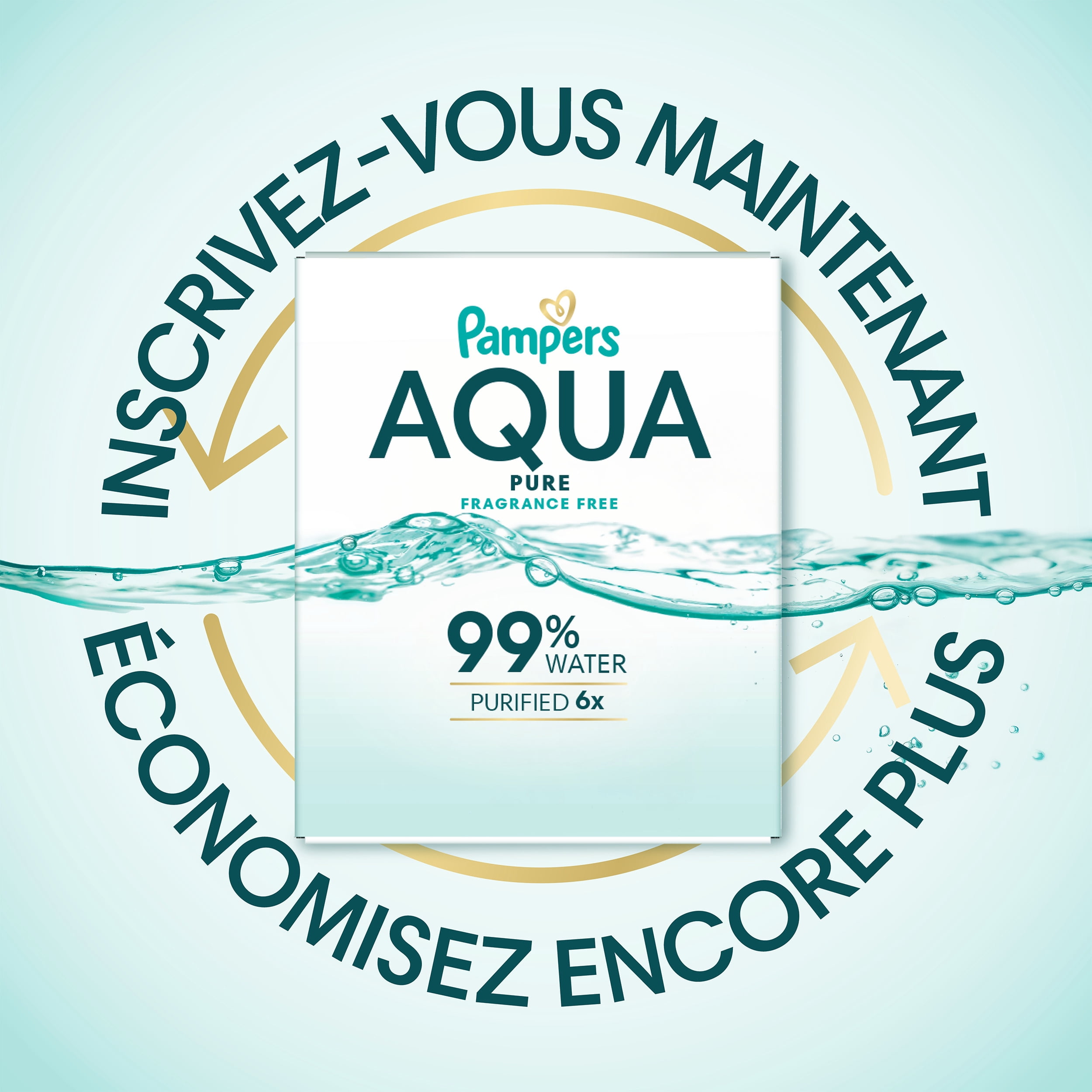 Lingettes pour bébés Pampers Aqua Pure Sensitive, 99 % d’eau, hypoallergéniques, non parfumées, 672 lingettes pour bébés au total (12X emballages rabattables)