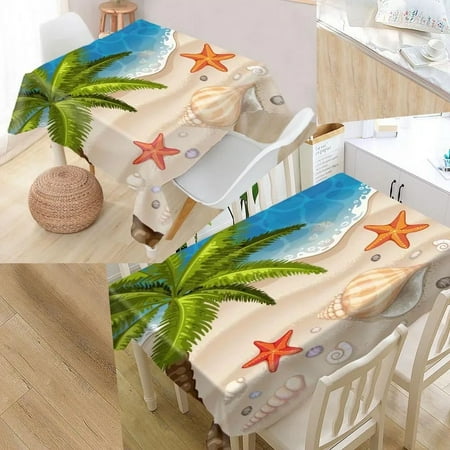 

Beach Pattern Star Summer Rectangular Tablecloth Indoor Outdoor Party ration Suitable for Dinner Party Picnic Tablecloth