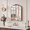 Silver, variant on Jableast 16x24in Vintage Arched Medicine Cabinet with Mirror, Wall Mounted Bathroom Storage, Recessed/Surface Mount, Baroque Retro Design, Gold Beaded Border, Easy Install Vanity Cabinet