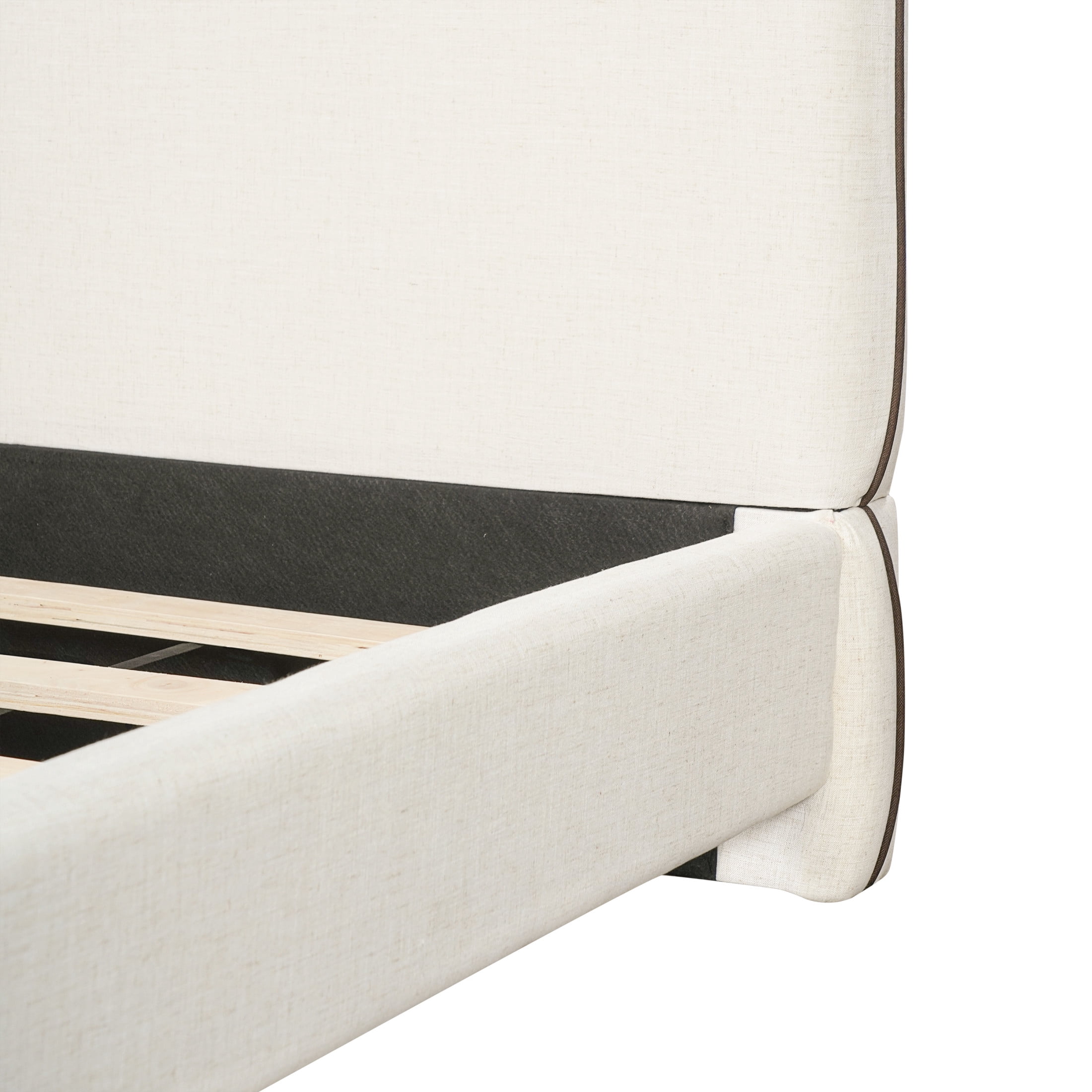 Christopher Knight Home Queen Size Upholstered Platform Bed Frame with Linen Fabric, Thick Headboard, Beige