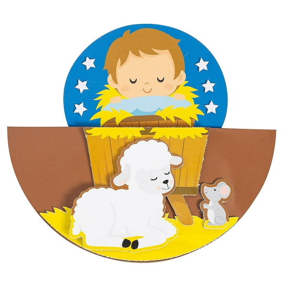 Fun Express 9" x 7 3/4" Religious Baby Jesus in the Manger Rocking Foam Craft Kit - Makes 12