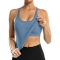 thumbnail image 3 of Attraco Women Solid Ribbed Workout Tank Tops Builting in Bra Tight Racerback Scoop Neck Sports Top, 3 of 6