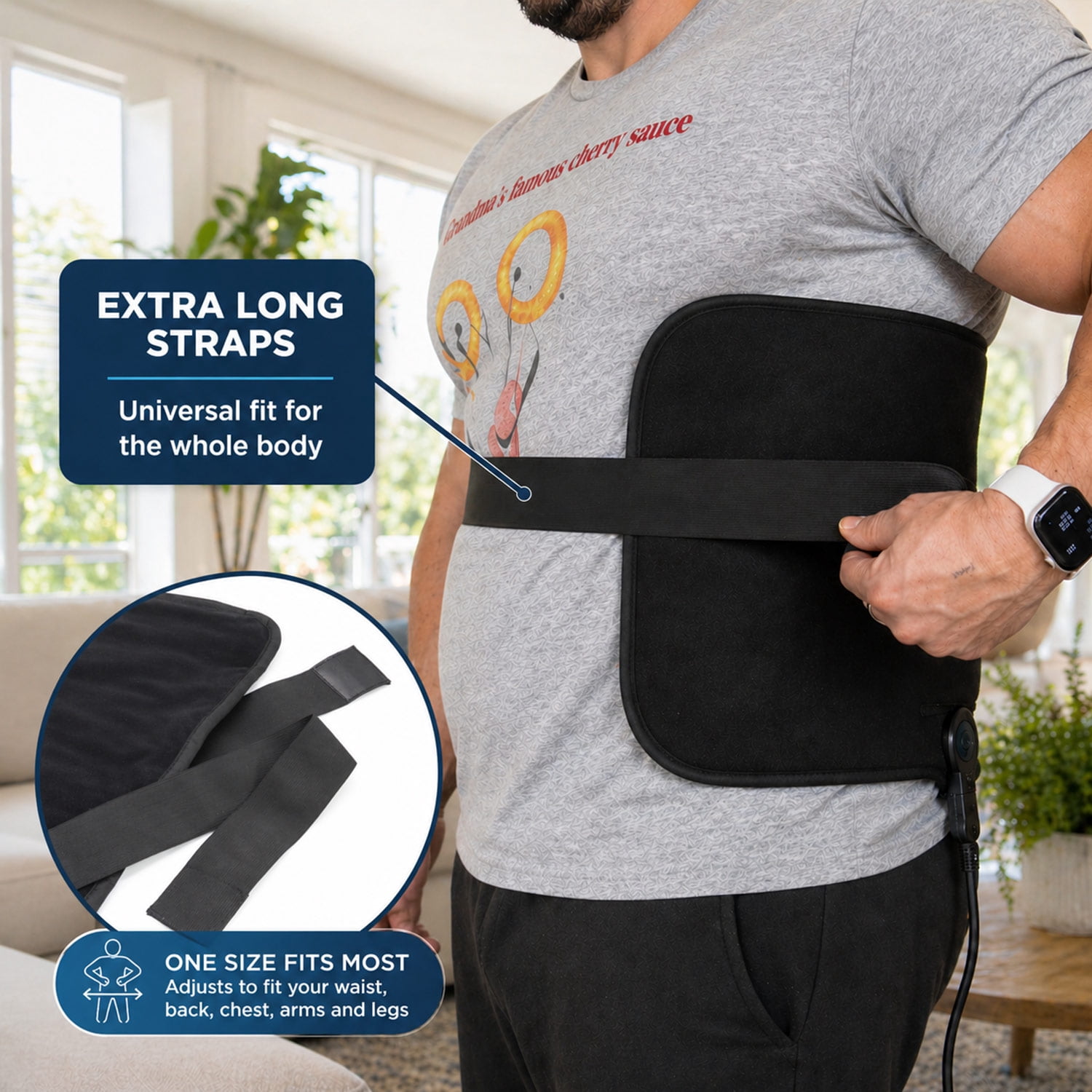 DMI All Body Heating Pad with Adjustable Straps, Full Coverage Heat Therapy Wrap for Back, Cramps, Shoulders, and Legs