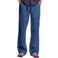 thumbnail image 1 of Blue Formal Pants For Men, Linen Cargo Pants Men, Mens Slim Fit Cargo Pants, Men'S Cotton And Linen Outdoor Daily Solid Color Drawstring Multi Pocket Loose Straight Leg Pants, 1 of 4