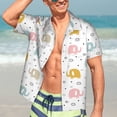 thumbnail image 5 of Lsque Little Elephant pattern Hawaiian Shirt for Men, Unisex Summer Beach Casual Short Sleeve Button Down Shirts-Small, 5 of 9