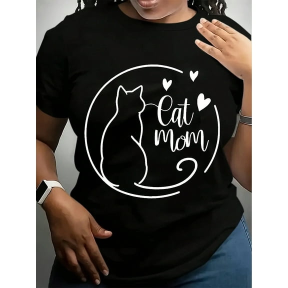 Cat Mom Women's Plus Size Sports Short Sleeve T-Shirt