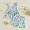 thumbnail image 4 of Toddler Baby Girl Outfits Solid Summer Clothes Cute Sleeveless Tank Tops With Bow And Ruffled Shorts 2Pcs Outfits Set Kaprioy Toddler Girl Clothes 18 24 Months 2T 3T 4T, 4 of 6