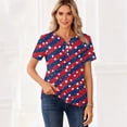 thumbnail image 3 of Iaqnaocc 4th Of July Womens Shirts Short Sleeve Button Down V-Neck Patriotic American Flag Stars Striped Tops Retro Summer July 4th Celebration Tee Shirts Watermelon Red XXL, 3 of 4