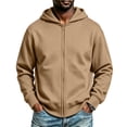 thumbnail image 2 of MXALUOB Full Zip Hoodies for Men Solid Color Classic Fit Sweatshirt Long Sleeve Drawstring Outerwear Fall Winter Daily Casual Wear, 2 of 7