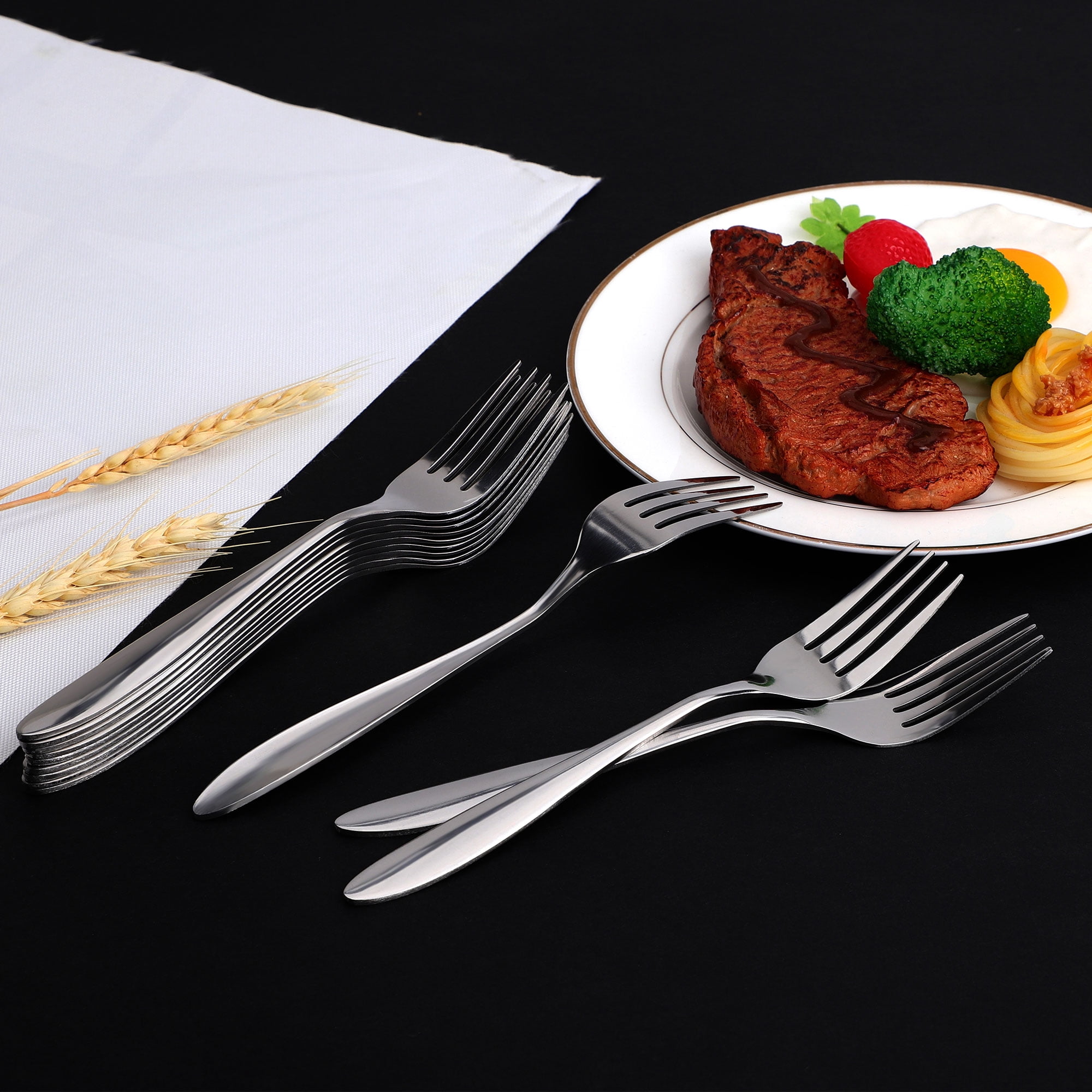 Unique Bargains Dinner Forks Set of 12 Stainless Steel Forks 8 Inches Length