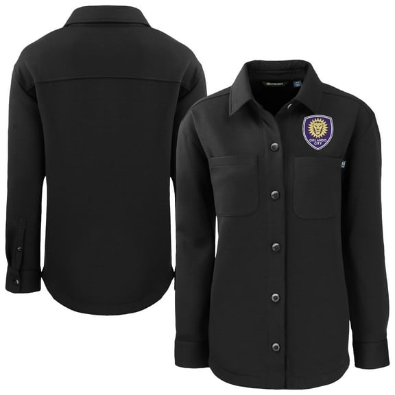 Women's-Cutter & Buck  Black Orlando City SC Roam Eco Recycled Shirt Jacket