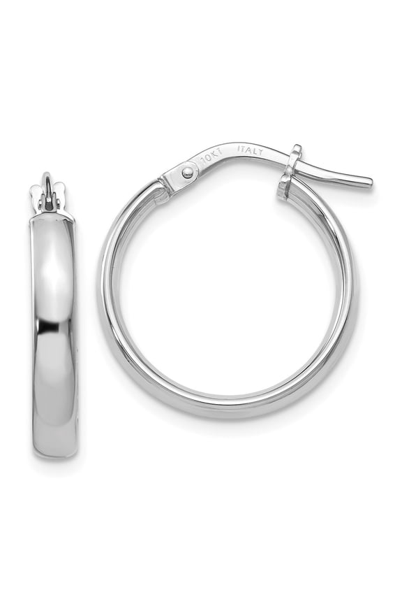 10K White Gold Earring Hoop Women'S 19 mm 9 Polished Earrings