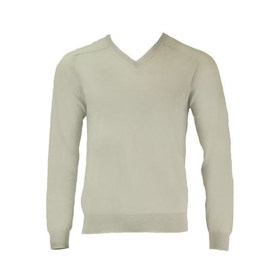 Gant Men's Extra Fine Merino Silk Vee Sweater, Silver Cloud, Medium
