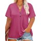 thumbnail image 1 of Camiseta Chulianyouhuo talla grande con cuello en V y manga corta para mujer, 1 of 5
