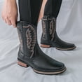 thumbnail image 4 of Pandaie Men's Cowboy Boots Square Closed Toe Work Boots Waterproof Lightweight Mid Calf Booties, 4 of 7