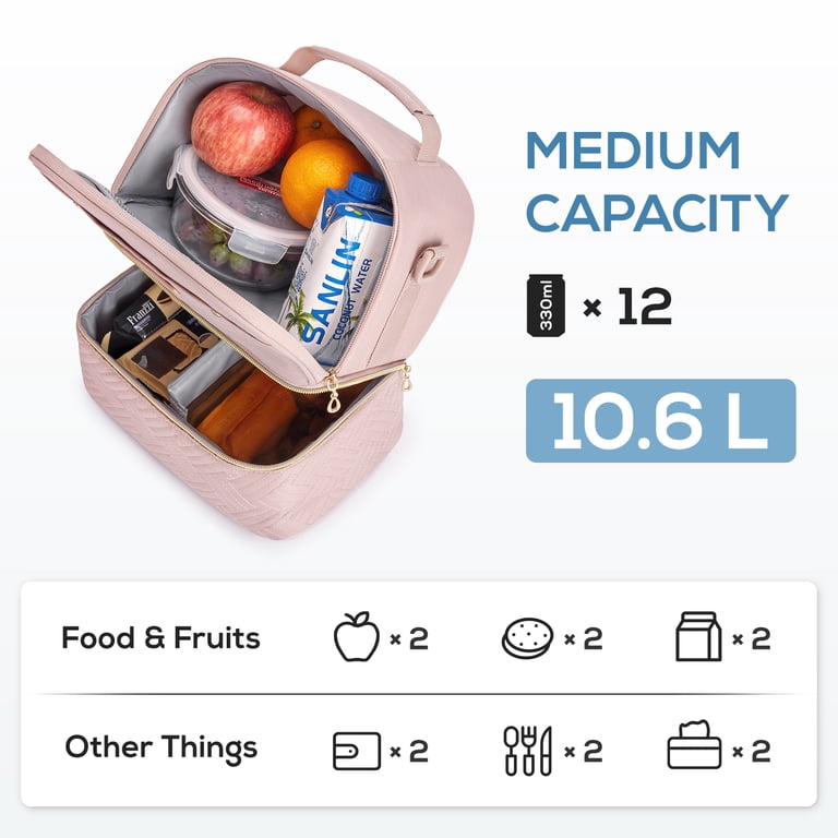 12L Insulated Lunch Bag For Work - Leakproof, Double Deck, With Shoulder Strap, Keeps Food Warm/Cold For Hours