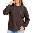 thumbnail image 5 of Sweatshirts for Womens Loose Crewneck Long Sleeve Shirts Fall Casual Outfits Top Solid Color Blouses Pullover 2025 Trendy Fashion Clothings, 5 of 9