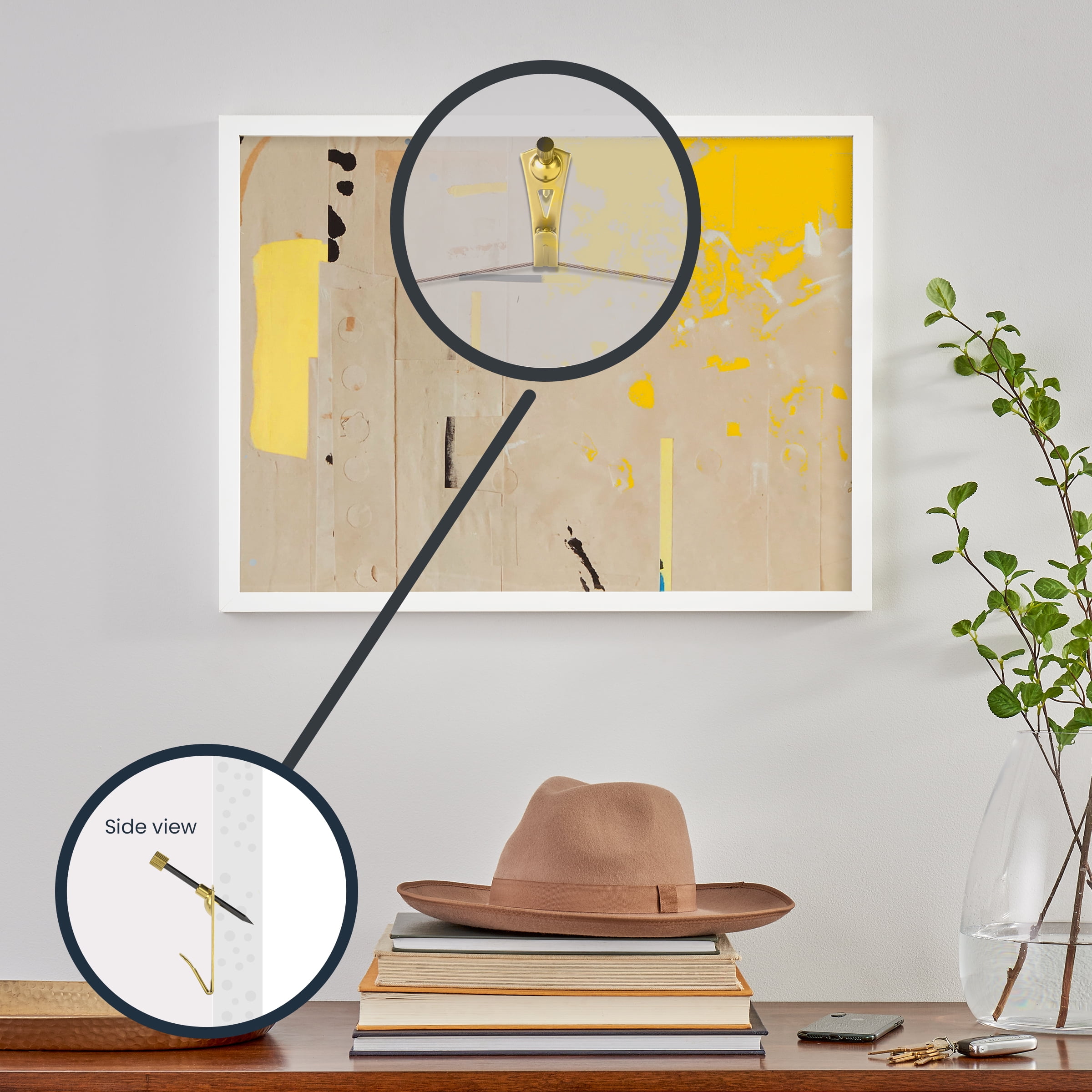 (2 pack) Ook Professional Picture Hangers, 30 lbs, Steel, for Drywall Wood, Brass, Gold, 25 pack
