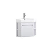 Tennant Brand 18 White Corner Bathroom Vanity with Matte Solid Surface