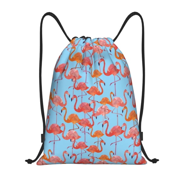 Fotbe Flamingo Bolsa Mochila con Cordón Estampada, Bolsa de Gimnasio Deportiva, Bolsa Cinch, Bolsa con Cordón para Hombres y Mujeres-Medium