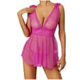 thumbnail image 1 of DPTALR Women's Sexy Solid Color Mesh Cloth Transparent Hollow Socks And Nightwear Set, 1 of 3