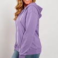 thumbnail image 3 of LLYWEY Womens Zip-up Hoodie with Thumb Holes - Arm Zipper Long Sleeve Hooded Jackets Side Pockets Lightweight Soft Casual Loose Fleece Fall Jackets Purples M, 3 of 9