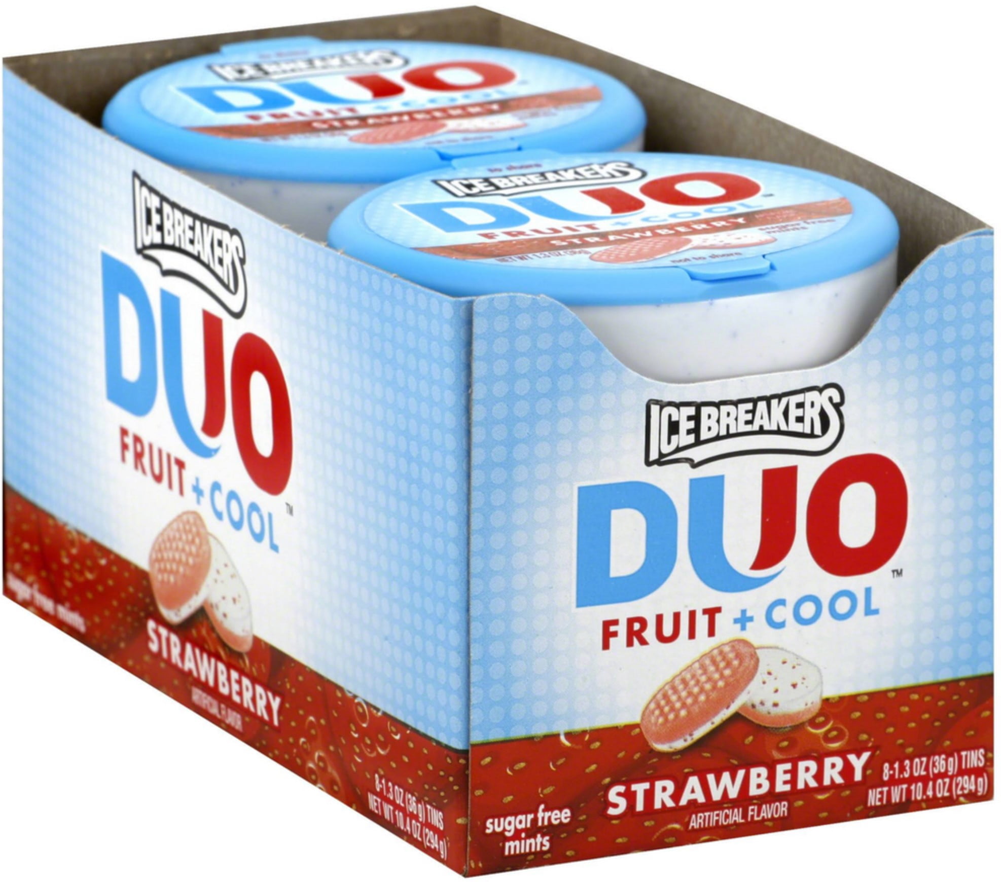 Ice Breakers Duo Fruit + Cool Sugar Free Mints, Strawberry 1.30 oz, 8