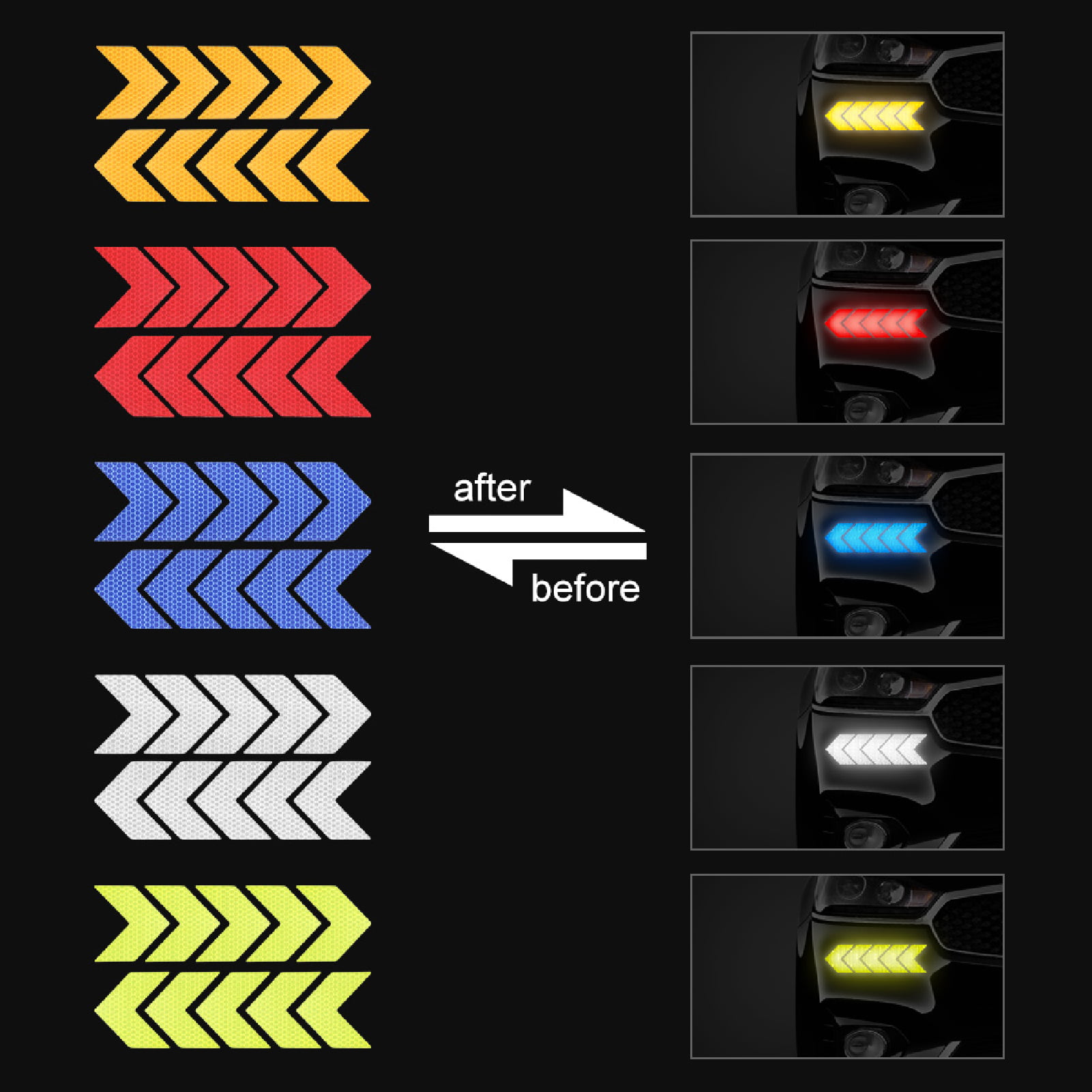0.4''197'' Car Reflective Strips Stickers for Body Rim, Funny DIY Warning Safety Decoration Strip Decals, Self-Adhesive Night Visibility Reflective Ta