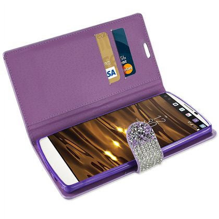 Reiko LG V10 Diamond Rhinestone Wallet Case in Purple - image 2 of 4