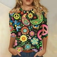 thumbnail image 1 of QIPOPIQ Hauts à Col Rond pour Femmes Manches 3/4 Coupe Ample Chemises Décontractées Basiques Unies Blouses Liquidation, 1 of 5