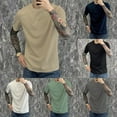 thumbnail image 4 of MYG T-Shirts d'Été pour Hommes Couleur Unie Col Rond Décontracté Simple Polyvalent Basique, 4 of 8