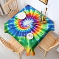 thumbnail image 2 of Rainbow Tie Dye Radial Pattern Square Tablecloth,Waterproof Square Table Cover,Wipeable Spillproof Washable Table Cover for Home Kitchen Party Decor 52"x52"(132x132cm), 2 of 6