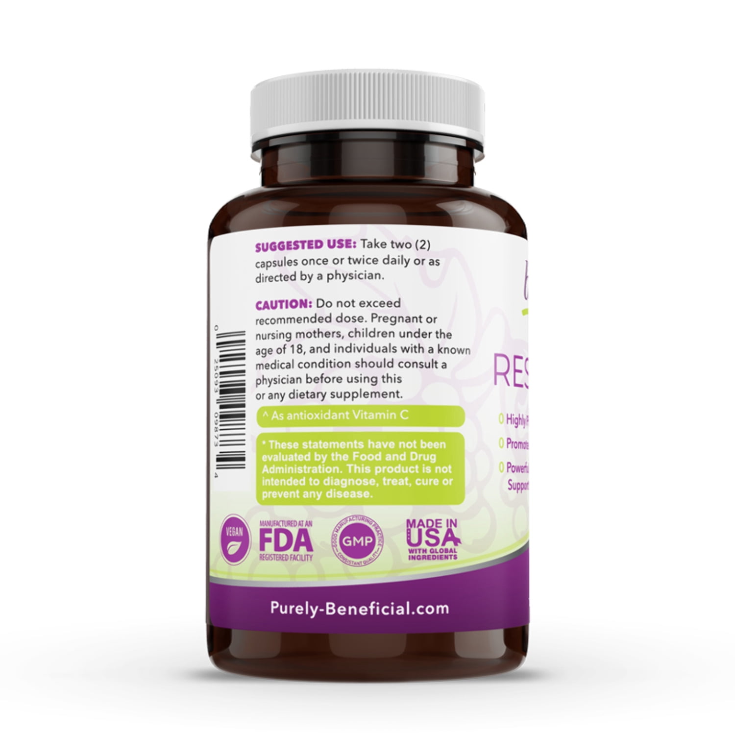Resveratrol 1450mg per Serving of Potent Antioxidants & Trans-Resveratrol, Promotes Anti-Aging, Cardiovascular Support,(1bottle)