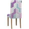 thumbnail image 2 of ZHANZZK Doodle Dots Colorful Patchwork Zigzag Mesh Stretch Chair Cover Protector Seat Slipcover for Dining Room Hotel Wedding Party Set of 1, 2 of 5