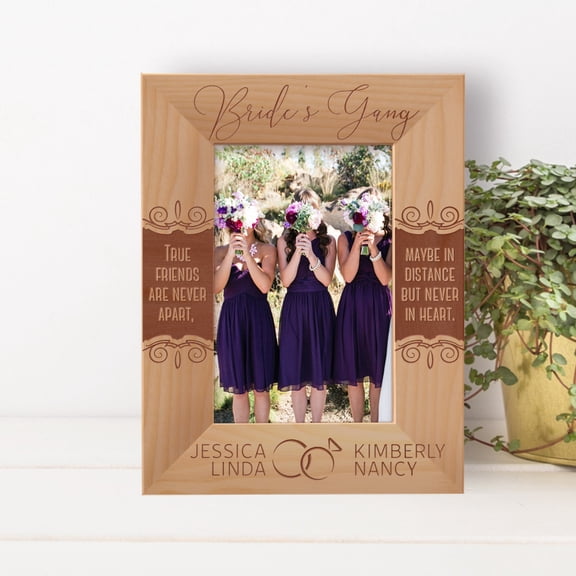 True Friends Are Never Apart Maybe In Distance But Never In Heart Personalized Wooden Frame 4" x 6" Brown (Vertical)