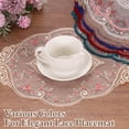 thumbnail image 4 of 3 Pcs Lace Placemats, 17.3x6.8Inches Vintage Table Doilies Oval Embroidered Crochet Lace Dolly Cup Mat for Table Vase Home Decor, Navy blue, 4 of 7