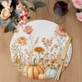 thumbnail image 3 of Fall Botanical Round Placemats Set of 8, Braided Polypropylene Place Mats, Pumpkins Floral Autumn Farmhouse Washable Table Mats for Kitchen Dinner Holiday Wedding Party Coffee Table Decoration 15", 3 of 9