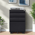 thumbnail image 7 of Hassch 3 Drawer File Cabinet with Lock and Wheels, Rolling Filing Cabinet for Home Office, Mobile Metal Cabinet for Letters/Legal/A4, Black, 7 of 7