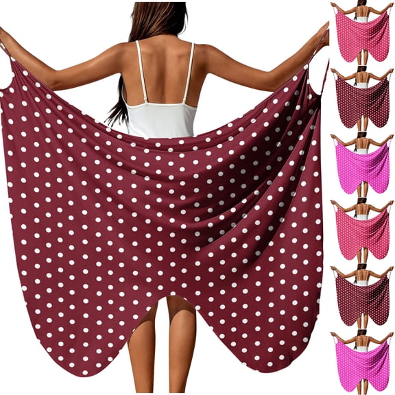 UVEASISHA Polka Dot Swimsuit Cover Ups for Women Lightweight Swimwear Wraps Dress Plus Size Bathing Suit Coverups Hot Pink S