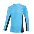 thumbnail image 4 of Men's Long Sleeve Swim Shirt, UPF 50+ Sun Protection Quick Dry Loose Fit Rash Guard for Men, UV Protection Beach Surf Swimming Water T-Shirt for Outdoor Sports Sky Blue B XL, 4 of 4