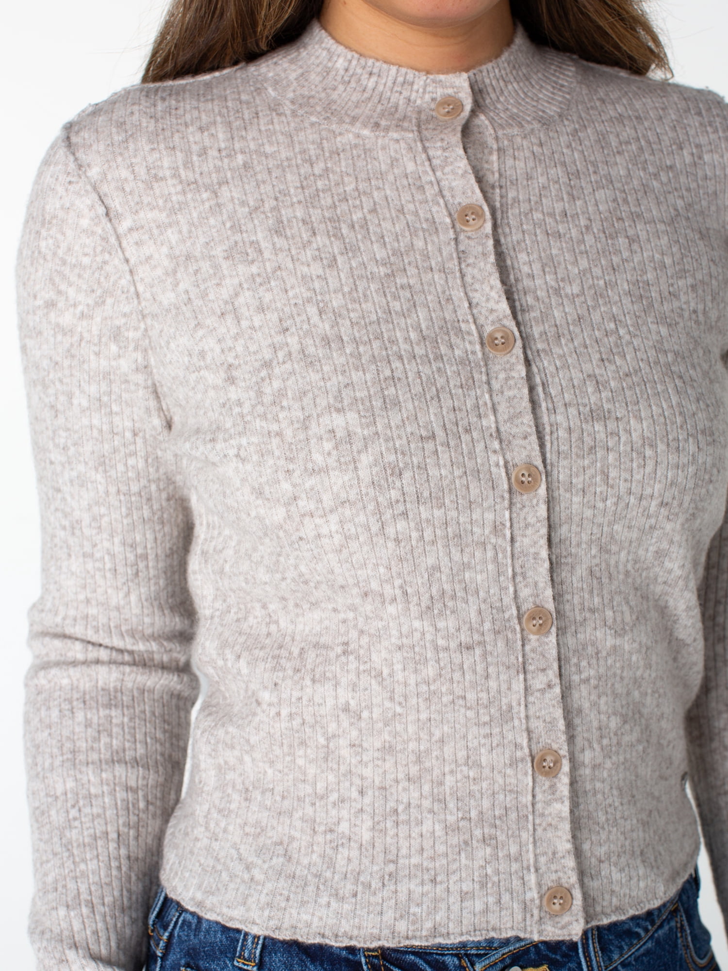 Celebrity Pink Women's and Women's Plus Mockneck Button Front Cardigan, Sizes XS-4X