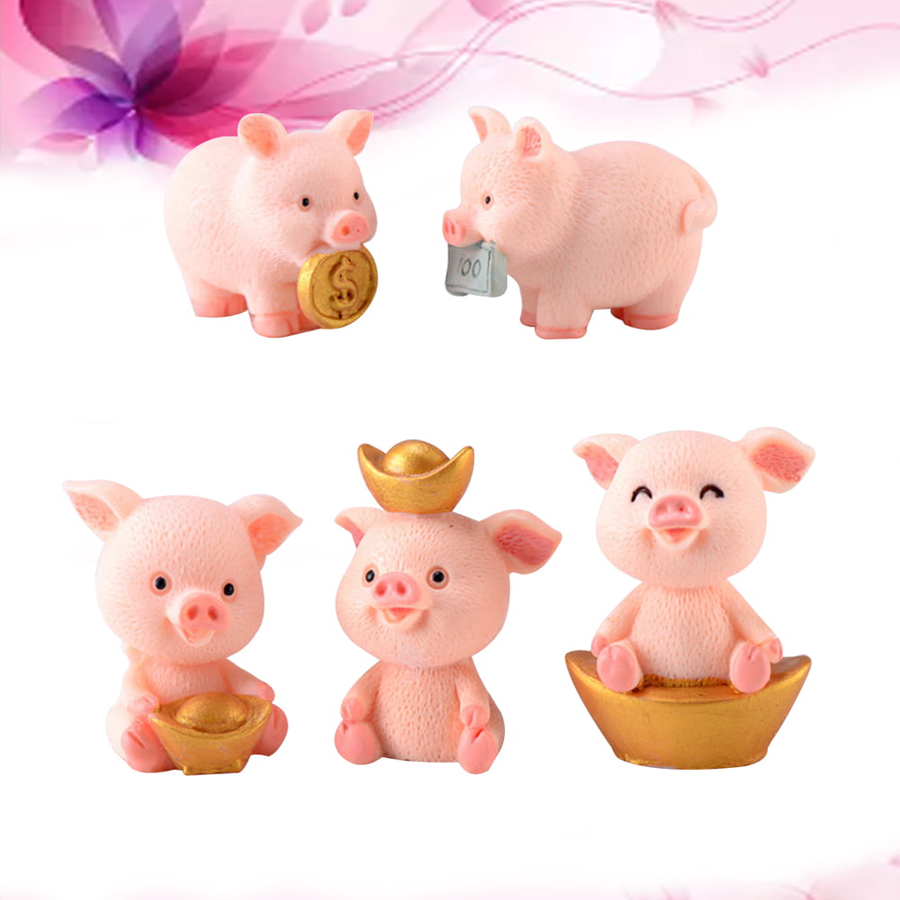  120pcs Mini Resin Pigs, Tiny Pigs Miniature Piggy Decorations  Cute Animals Figures for Garden Landscape Dollhouse Birthday Party (6  Colors) : Toys & Games