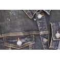 thumbnail image 3 of Men's Distressed Ripped Faded Wash Worn Button Up Denim Jean Trucker Jacket (Leona, L), 3 of 3