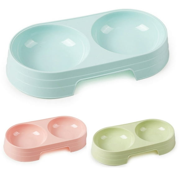 Walbest Double Pet Bowl with Candy Color for Pets, Pink